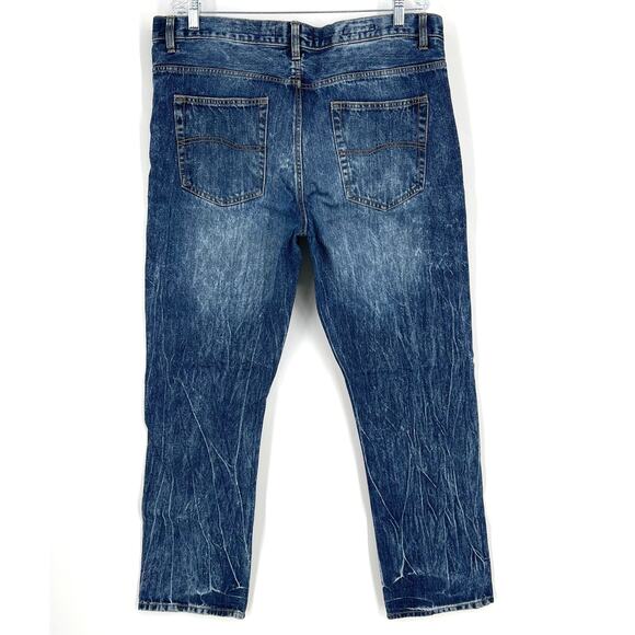 Hollywood The Jean People Slim Fit Distressed Blue Jeans Men's Size 36x30 - Picture 2 of 7